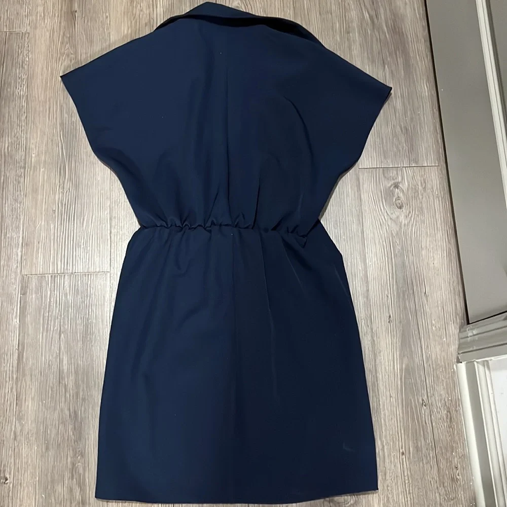 ASOS Design Navy Wrap Tie Dress - Picture 6 of 7